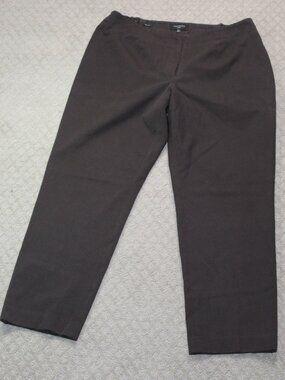 Talbots Heritage Size 16W High Rise Brown Straight Leg Elastic Waist Trousers